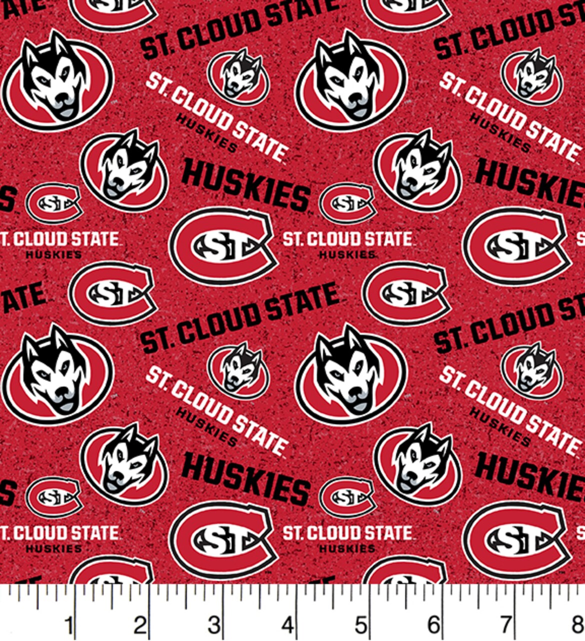 Sykel Enterprises-St. Cloud State University Cotton Fabric-St. Cloud Huskies Tone On Tone Cotton Quilting Fabric